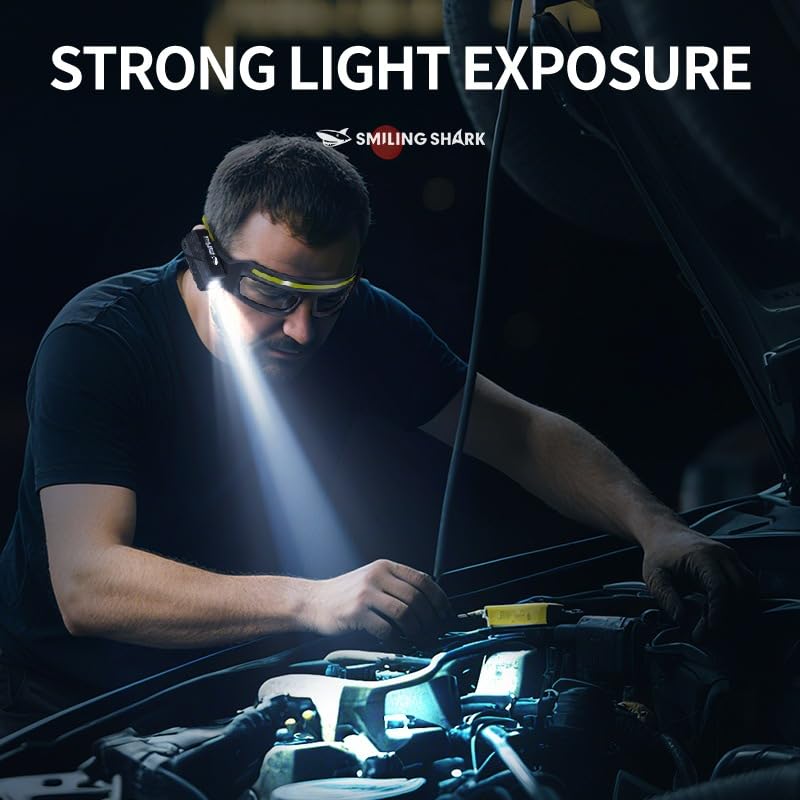 LED Glasses Rechargeable Headlight with Motion Sensor and Touch Control, 5 Modes USB C Lighted Glasses for Night Running, Camping, Fishing, Cycling, Hiking, Hands-Free Lighting - Morrowden