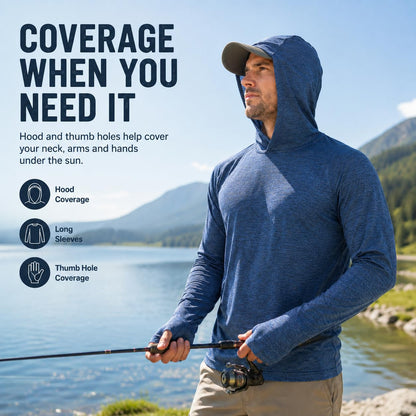 Men's Athletic Hoodies Long Sleeve Fishing Shirts for Men UPF 50+ SPF UV Sun Protection Shirts Rash Guards - Morrowden