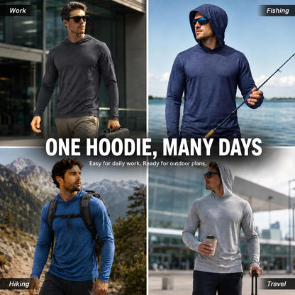 Men's Athletic Hoodies Long Sleeve Fishing Shirts for Men UPF 50+ SPF UV Sun Protection Shirts Rash Guards - Morrowden