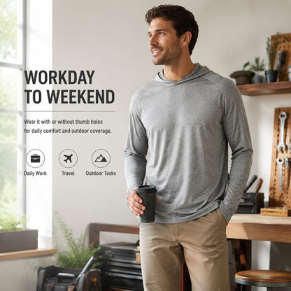 Men's Athletic Hoodies Long Sleeve Fishing Shirts for Men UPF 50+ SPF UV Sun Protection Shirts Rash Guards - Morrowden