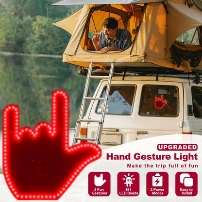 Middle Finger Car Light - Glo Hand Gesture Light for Car,Light Up Middle Finger for Cars Window, Led Hand Gesture with Remote,Road Rage Hand Led Sign, Fun Truck Accessories - Morrowden