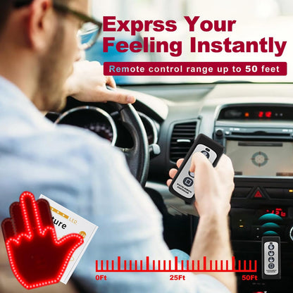 Middle Finger Car Light - Glo Hand Gesture Light for Car,Light Up Middle Finger for Cars Window, Led Hand Gesture with Remote,Road Rage Hand Led Sign, Fun Truck Accessories - Morrowden