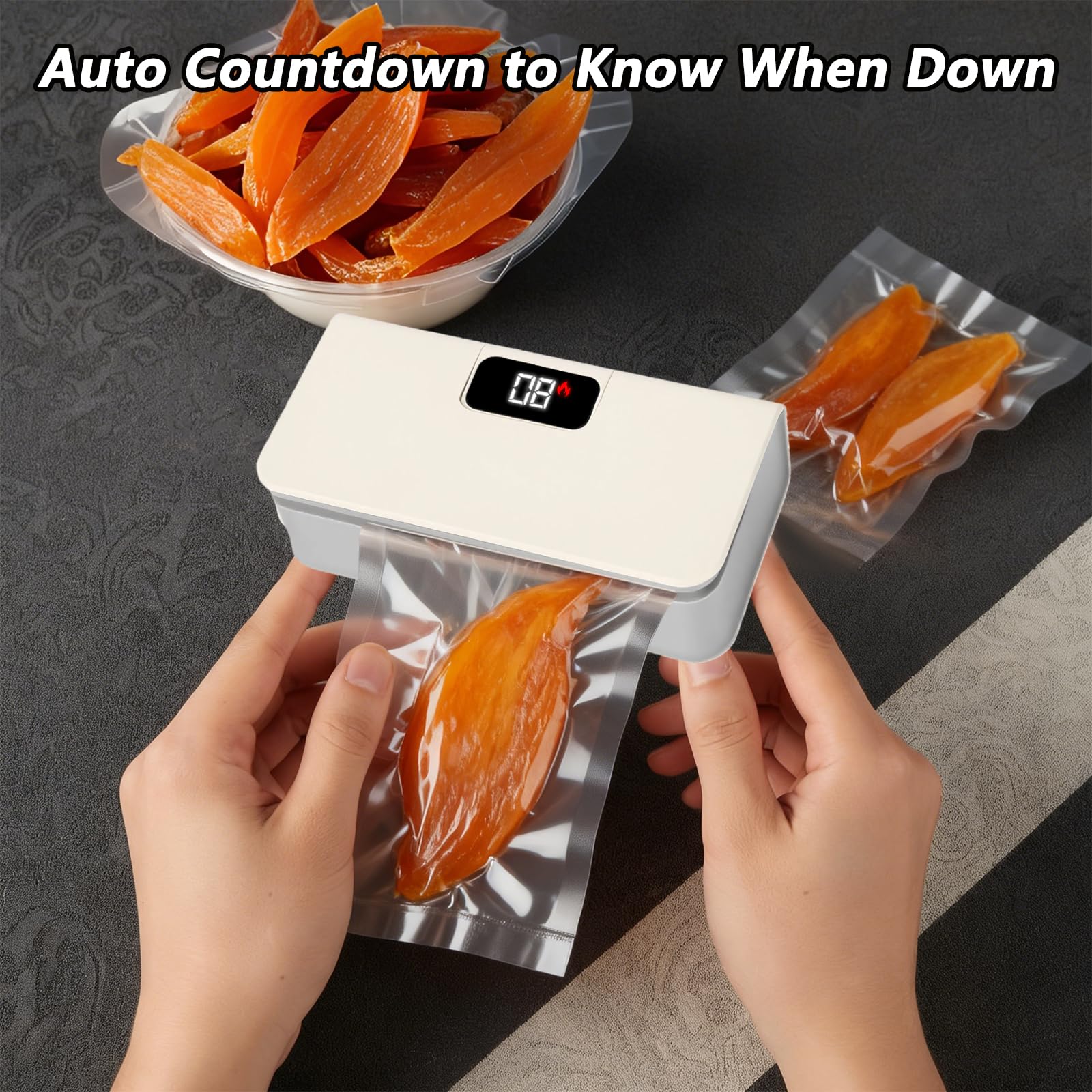 Mini Bag Sealer,Rechargeable Sealer Machine with LED Power Display,Heat Sealer and Cutter with 6 Adjustable Gears,Portable Bag Resealer for Chips Snacks Mylar Bags - Morrowden