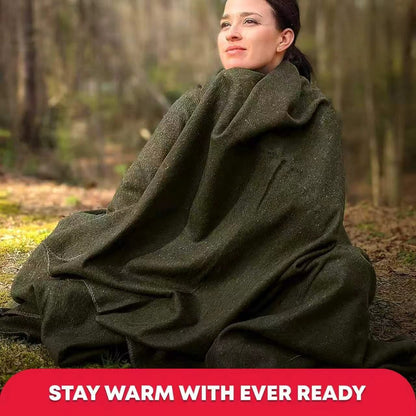 Olive Drab Green Warm Fire Retardant Blanket, US Military Style - Morrowden