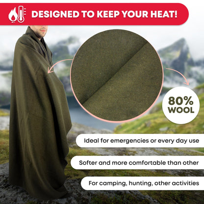Olive Drab Green Warm Fire Retardant Blanket, US Military Style - Morrowden