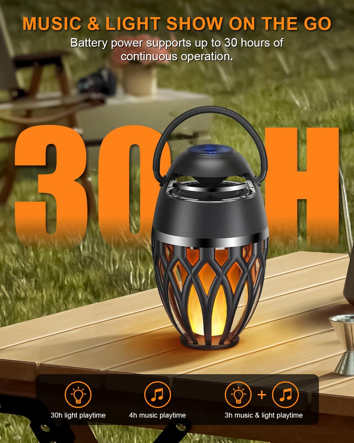 Outdoor Bluetooth Speakers,Wireless Speakers with LED Flame Flickers,IP5X Waterproof Torch Lights Lantern Speakers for Patio Yard Pool Party,Gifts for Men/Women - Morrowden