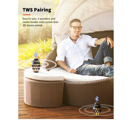 Outdoor Bluetooth Speakers,Wireless Speakers with LED Flame Flickers,IP5X Waterproof Torch Lights Lantern Speakers for Patio Yard Pool Party,Gifts for Men/Women - Morrowden