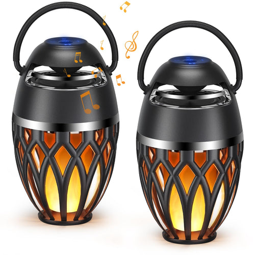 Outdoor Bluetooth Speakers,Wireless Speakers with LED Flame Flickers,IP5X Waterproof Torch Lights Lantern Speakers for Patio Yard Pool Party,Gifts for Men/Women - Morrowden
