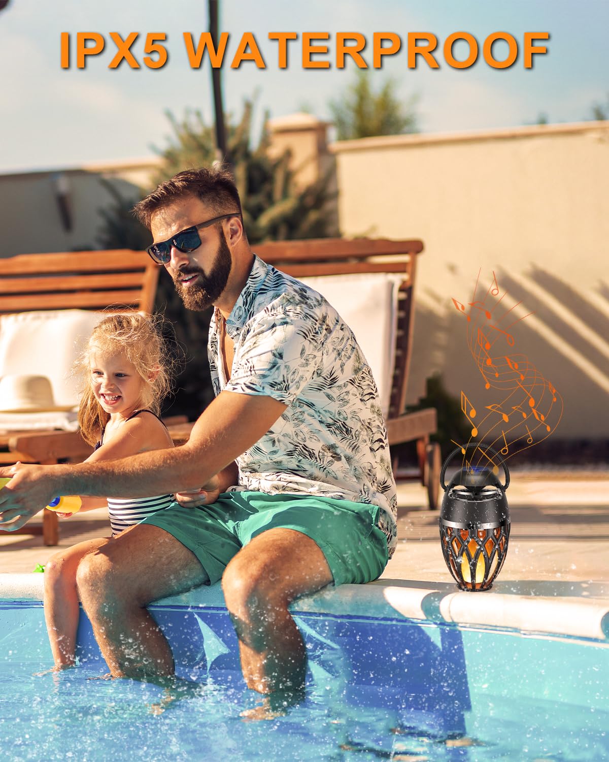 Outdoor Bluetooth Speakers,Wireless Speakers with LED Flame Flickers,IP5X Waterproof Torch Lights Lantern Speakers for Patio Yard Pool Party,Gifts for Men/Women - Morrowden