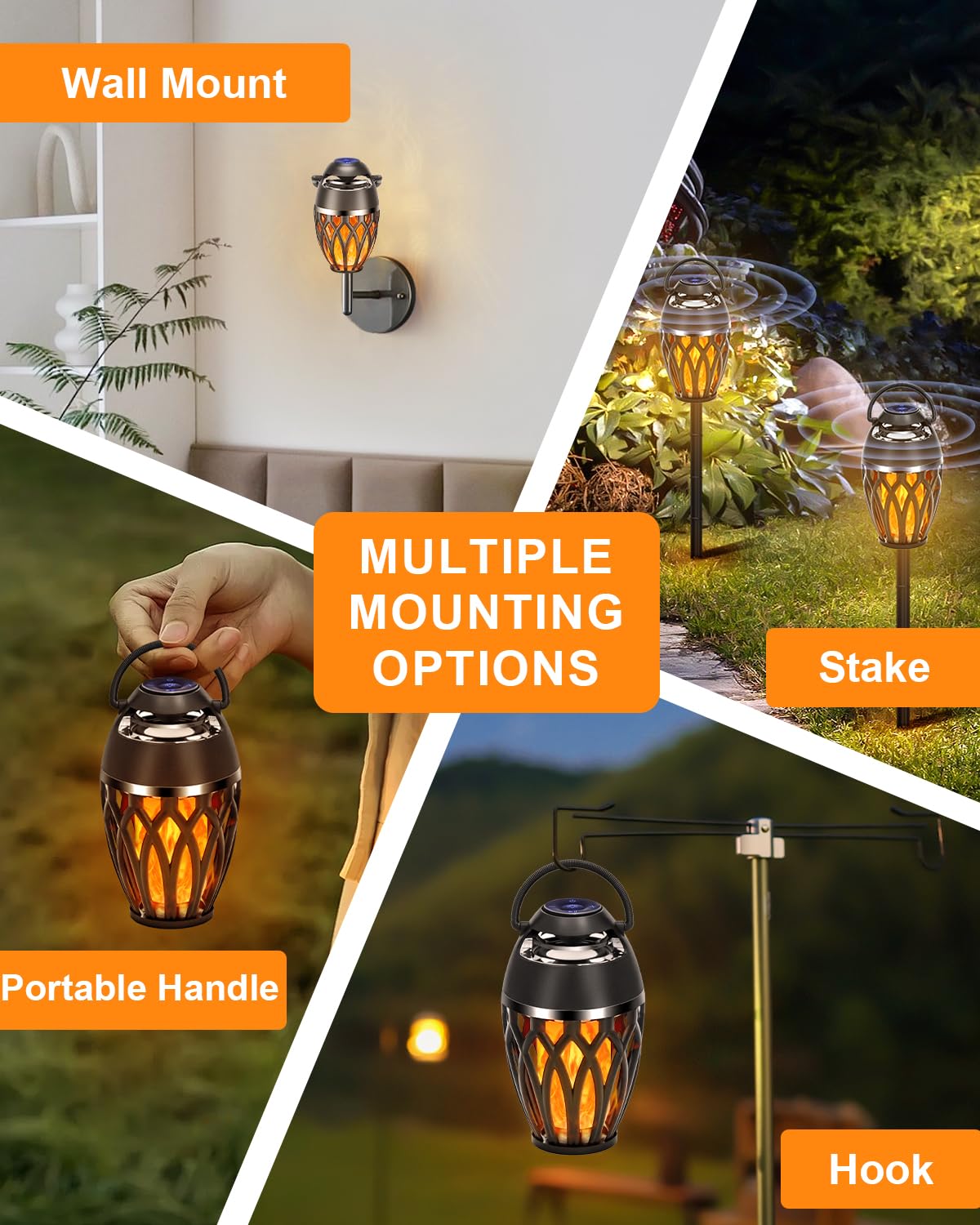 Outdoor Bluetooth Speakers,Wireless Speakers with LED Flame Flickers,IP5X Waterproof Torch Lights Lantern Speakers for Patio Yard Pool Party,Gifts for Men/Women - Morrowden