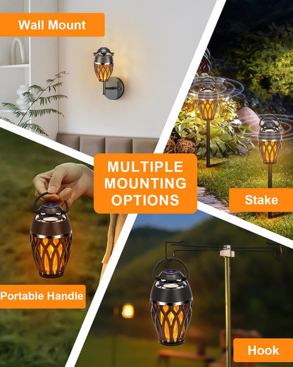 Outdoor Bluetooth Speakers,Wireless Speakers with LED Flame Flickers,IP5X Waterproof Torch Lights Lantern Speakers for Patio Yard Pool Party,Gifts for Men/Women - Morrowden