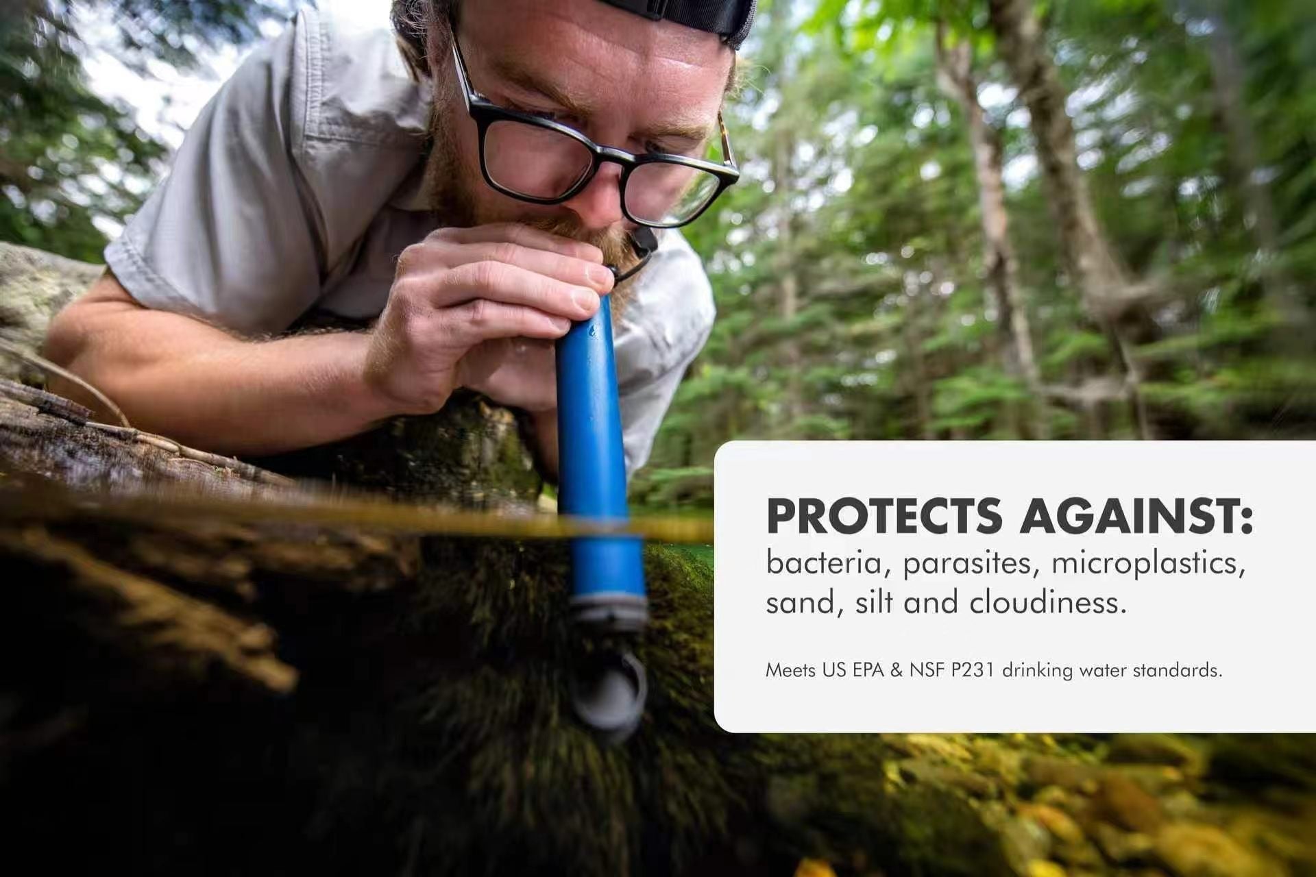 Personal Water Filter for Hiking, Camping, Travel, and Emergency Preparedness - Morrowden