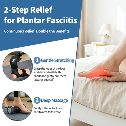 Plantar Fasciitis Relief Kit – Foot Stretcher Strap & Massage Roller - Morrowden