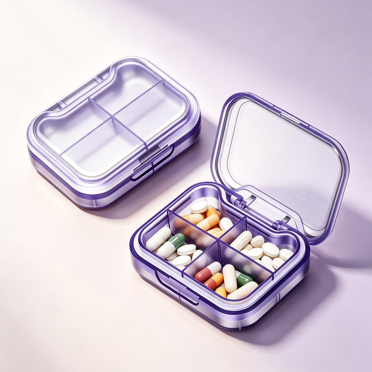 Portable 4-Compartment Pill Organizer – Moisture-Proof Weekly Medicine Storage Box - Morrowden