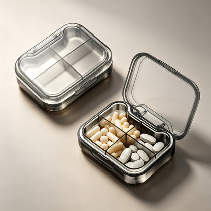Portable 4-Compartment Pill Organizer – Moisture-Proof Weekly Medicine Storage Box - Morrowden