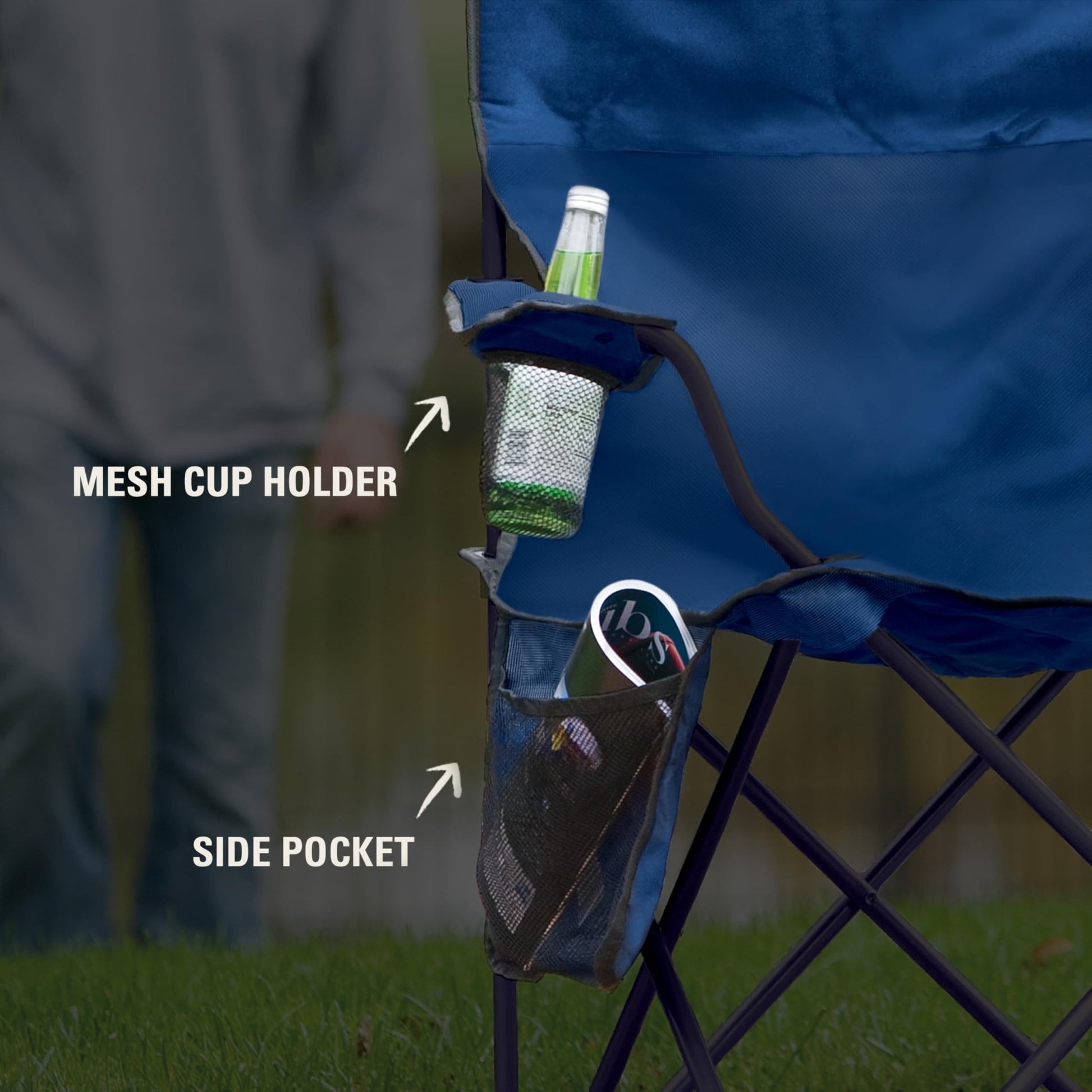 Portable Camping Chair , Cushioned Seat & Back with Side Pockets & Cup Holder, Carry Bag Included, Great for Camping, Tailgating, Firepits, Patio, & More - Morrowden