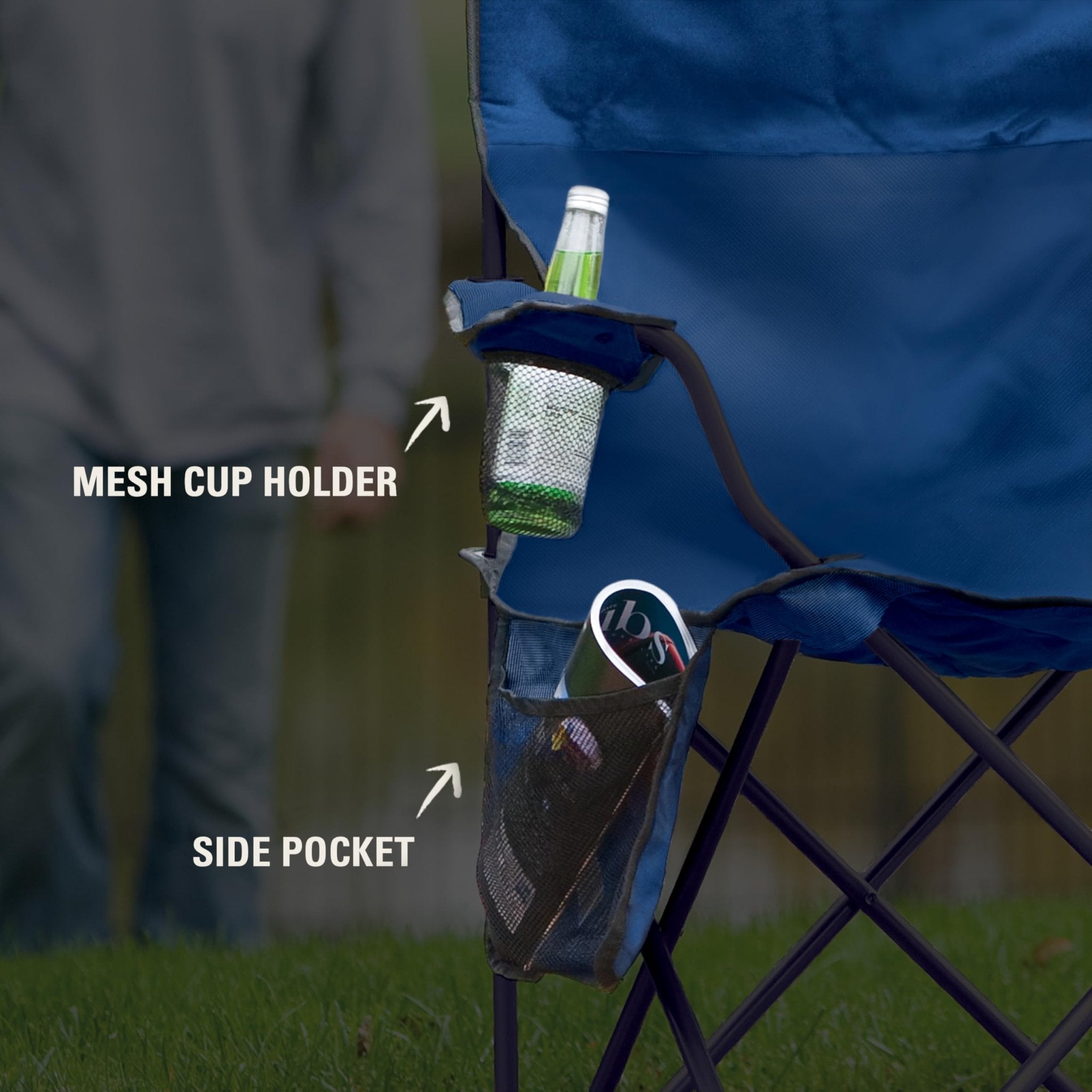 Portable Camping Chair , Cushioned Seat & Back with Side Pockets & Cup Holder, Carry Bag Included, Great for Camping, Tailgating, Firepits, Patio, & More - Morrowden