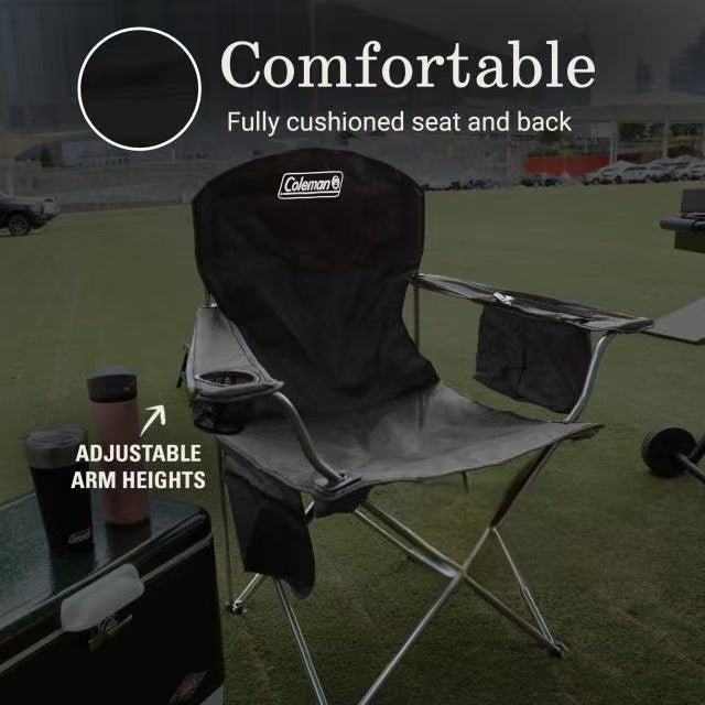 Portable Camping Chair , Cushioned Seat & Back with Side Pockets & Cup Holder, Carry Bag Included, Great for Camping, Tailgating, Firepits, Patio, & More - Morrowden