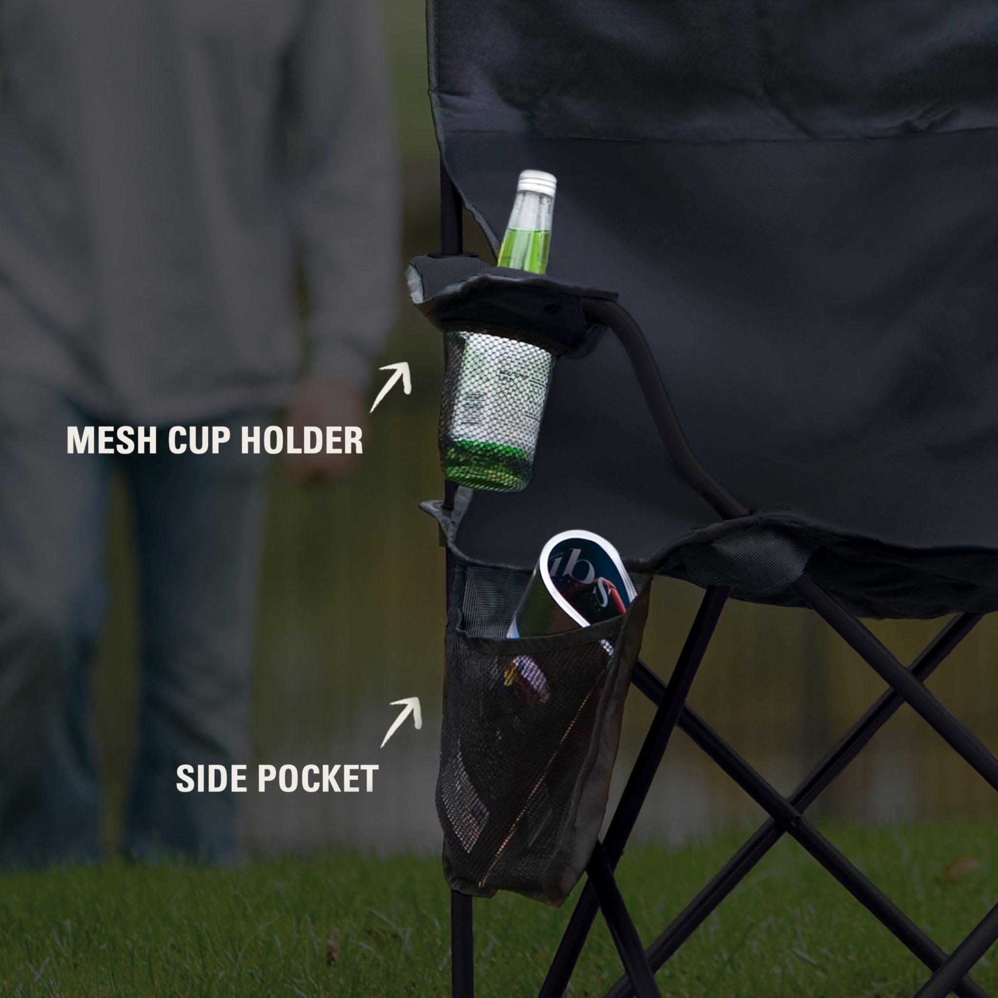 Portable Camping Chair , Cushioned Seat & Back with Side Pockets & Cup Holder, Carry Bag Included, Great for Camping, Tailgating, Firepits, Patio, & More - Morrowden