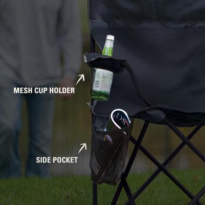Portable Camping Chair , Cushioned Seat & Back with Side Pockets & Cup Holder, Carry Bag Included, Great for Camping, Tailgating, Firepits, Patio, & More - Morrowden