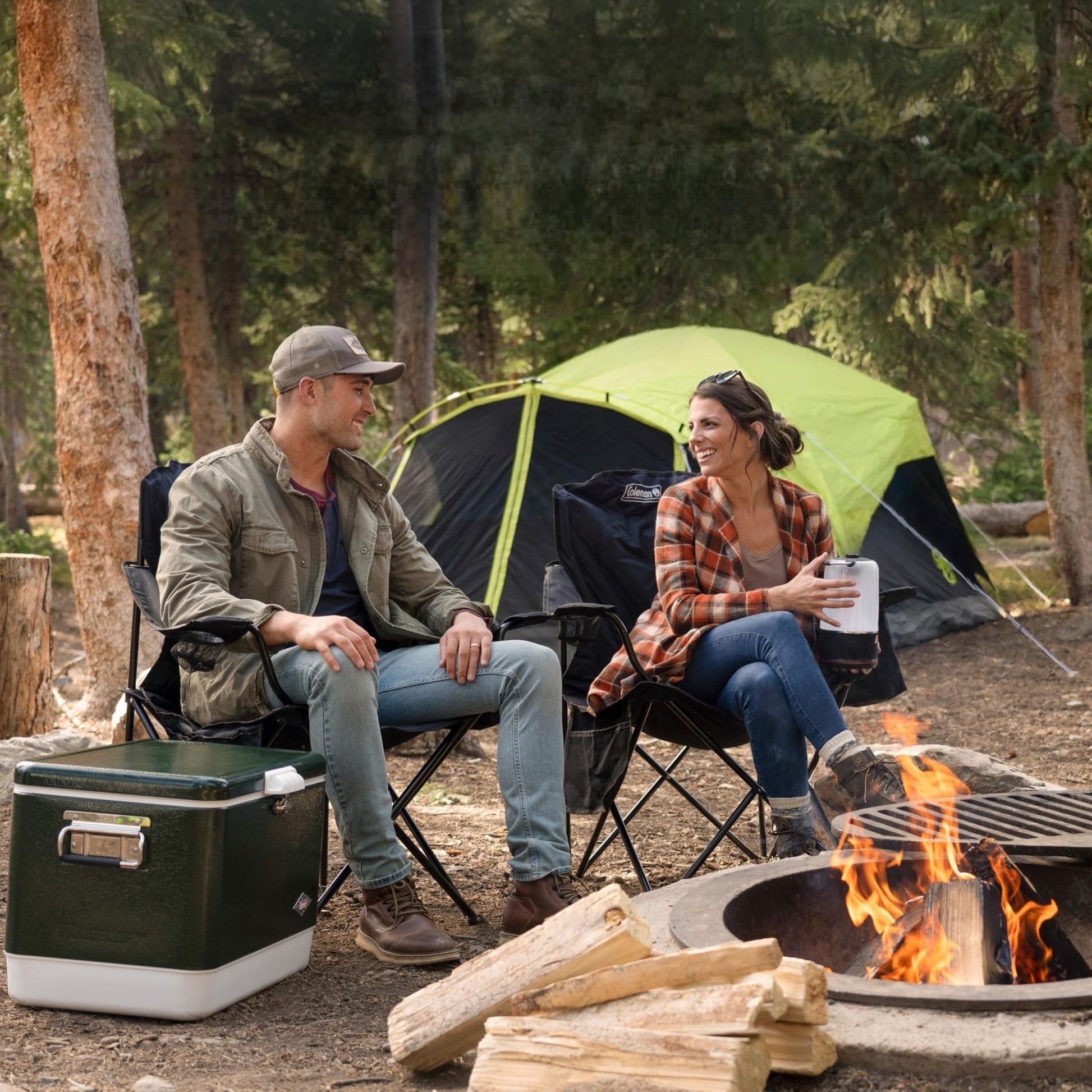 Portable Camping Chair , Cushioned Seat & Back with Side Pockets & Cup Holder, Carry Bag Included, Great for Camping, Tailgating, Firepits, Patio, & More - Morrowden