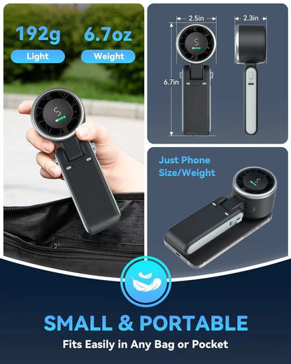 Portable Handheld Turbo Fan, Gear Wind, Rechargeable Fan, Working Hours, Hand Fans with Air Turbo Tech Cooling Fan for Outdoor Activities, Travel, Beach - Morrowden
