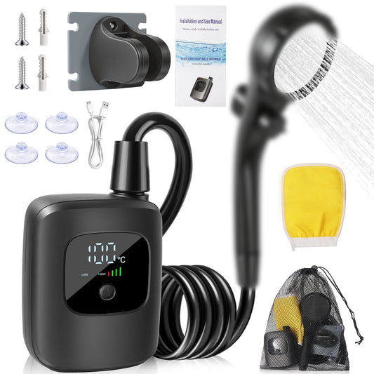 Portable Rechargeable Camping Shower – Electric Shower Pump with Handheld Sprayer for Outdoor, Travel, Worksites & Home Use - Morrowden