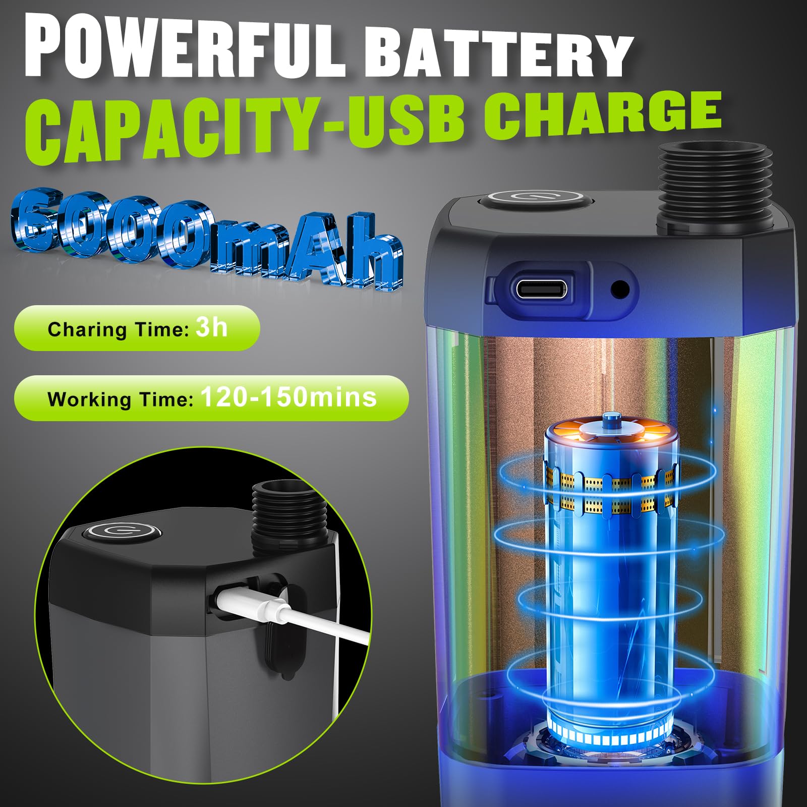 Portable Shower for Camping, [Long-Lasting] Spopal 6000mAh Rechargeable Camping Shower with Intelligent LED Display, 4 Spray Modes, IPX7 Waterproof Outdoor Camp Pump for Hiking, Travel, Car, Pet - Morrowden