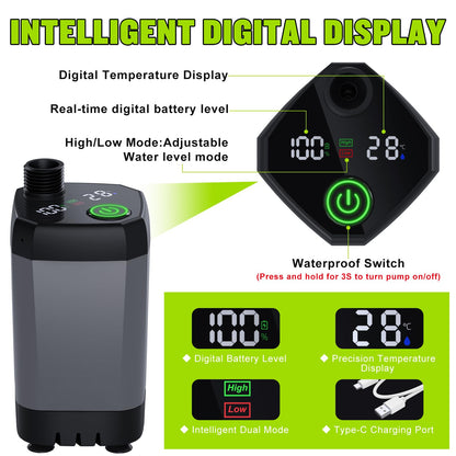Portable Shower for Camping, [Long-Lasting] Spopal 6000mAh Rechargeable Camping Shower with Intelligent LED Display, 4 Spray Modes, IPX7 Waterproof Outdoor Camp Pump for Hiking, Travel, Car, Pet - Morrowden