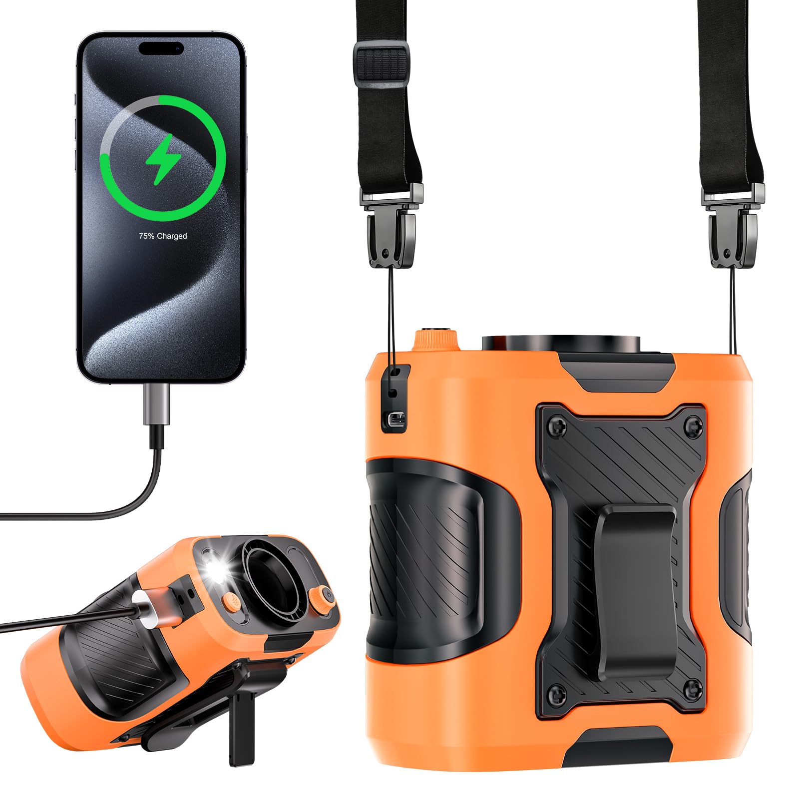 Portable Waist Fan Personal Powerfol Speeds Clip On Shirt Fan Belt Cooling Device Wearable Cool Body Blow Cold Air Rechargeable Pocket Mini Men Workers Outdoor Travel Hiking Gifts - Morrowden