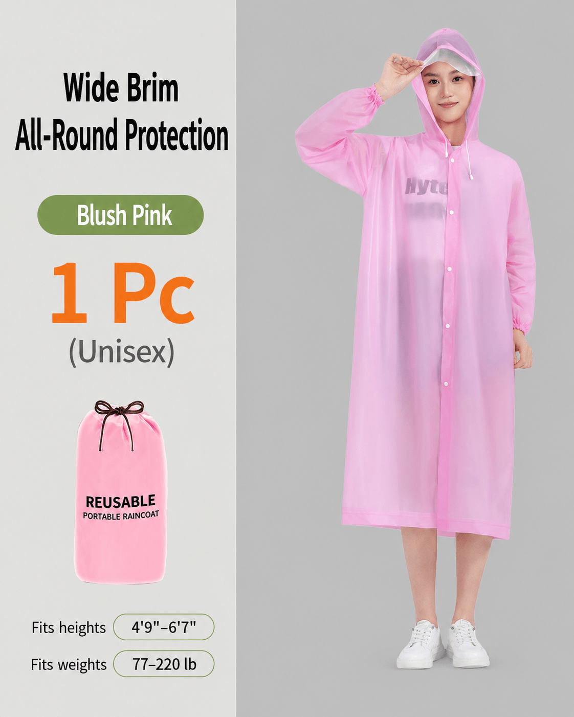 Premium Transparent Waterproof Rain Poncho – Long Hooded Raincoat for Men & Women, Heavy Duty Full Coverage Protection for Outdoor Travel, Camping & Hiking - Morrowden
