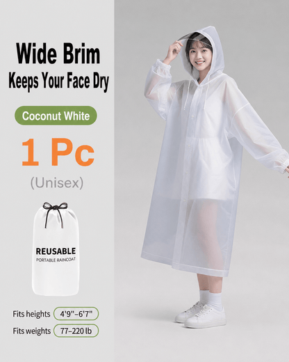 Premium Transparent Waterproof Rain Poncho – Long Hooded Raincoat for Men & Women, Heavy Duty Full Coverage Protection for Outdoor Travel, Camping & Hiking - Morrowden