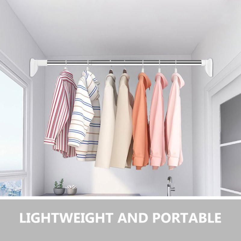Punch Free Adjustable Telescopic Clothes Drying Rod Closet Tension Pole Expandable Closet Bar for Laundry and Wardrobe Organization - Morrowden