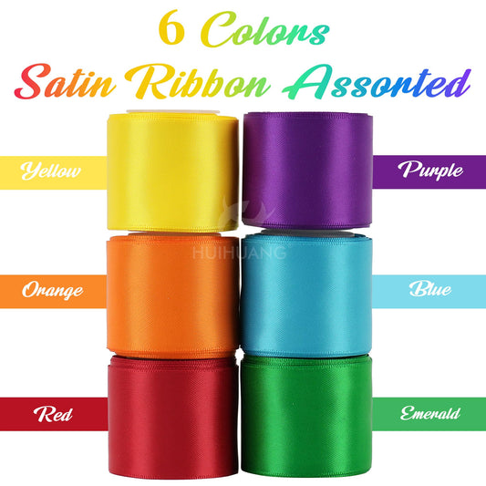Rainbow Ribbon Set, Thin Satin Ribbons for Crafts, Bows, Gift Wrapping, Wedding Decorations & DIY Handmade Projects - Morrowden