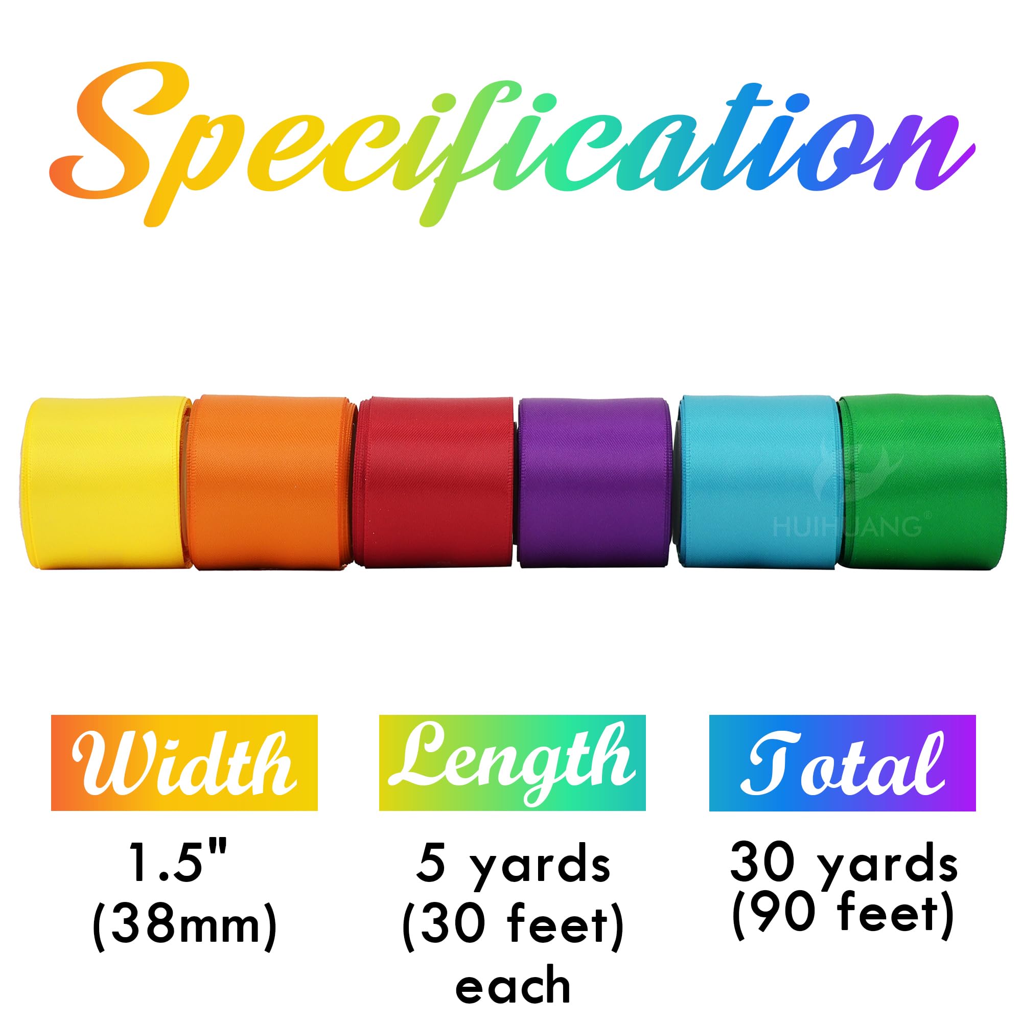 Rainbow Ribbon Set, Thin Satin Ribbons for Crafts, Bows, Gift Wrapping, Wedding Decorations & DIY Handmade Projects - Morrowden