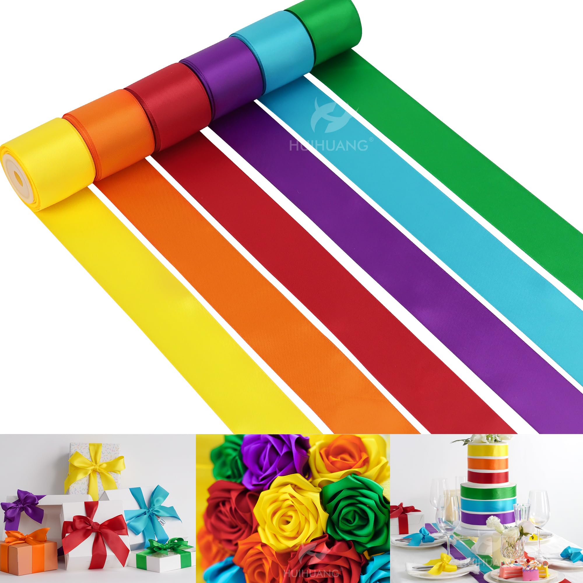 Rainbow Ribbon Set, Thin Satin Ribbons for Crafts, Bows, Gift Wrapping, Wedding Decorations & DIY Handmade Projects - Morrowden