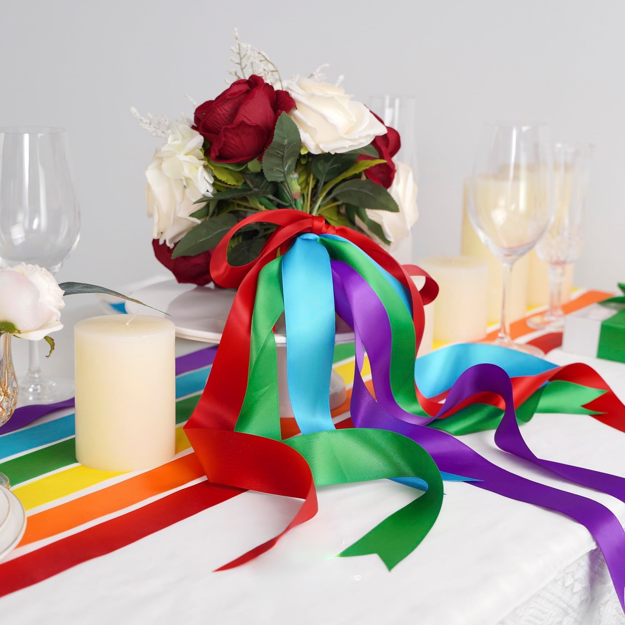 Rainbow Ribbon Set, Thin Satin Ribbons for Crafts, Bows, Gift Wrapping, Wedding Decorations & DIY Handmade Projects - Morrowden
