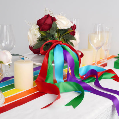 Rainbow Ribbon Set, Thin Satin Ribbons for Crafts, Bows, Gift Wrapping, Wedding Decorations & DIY Handmade Projects - Morrowden