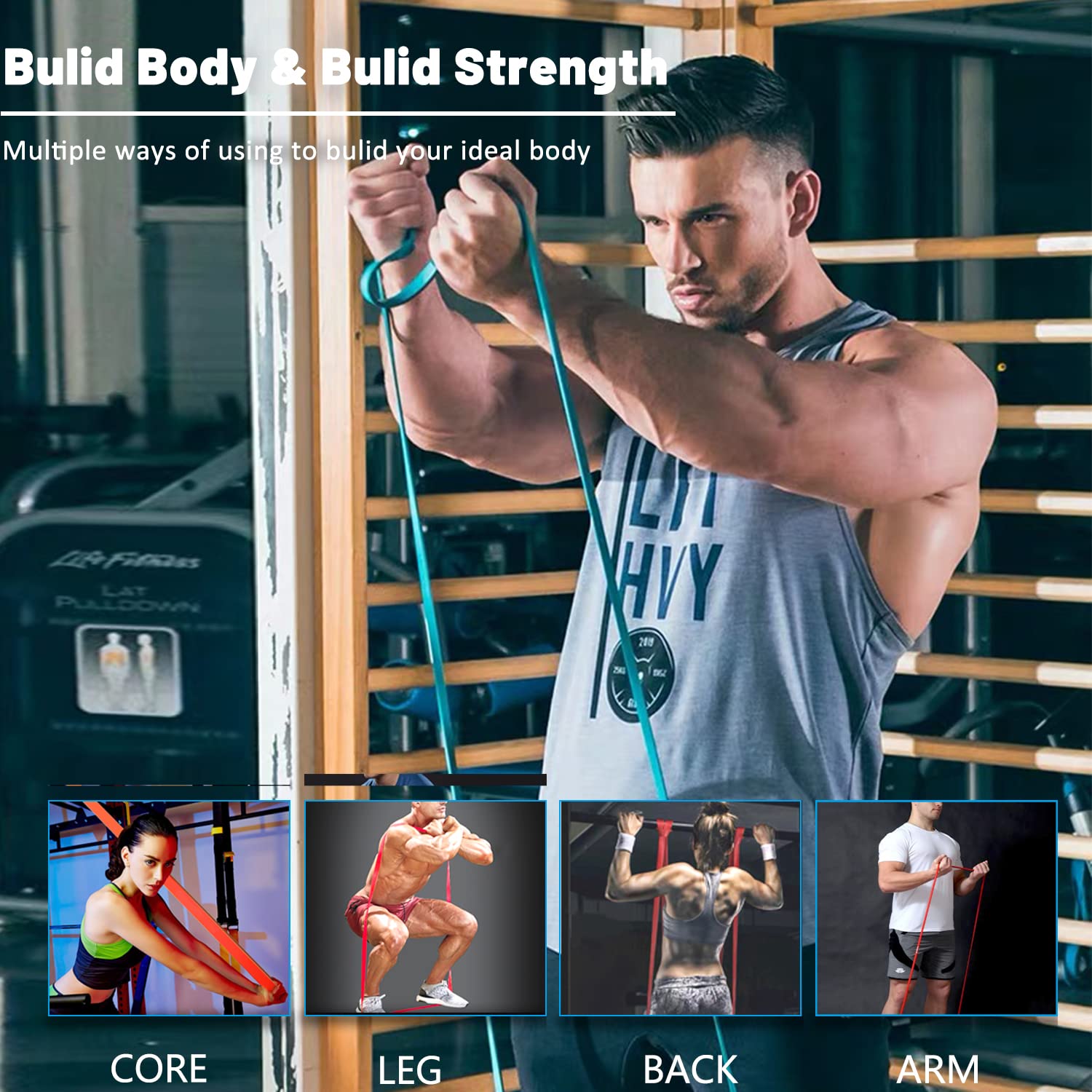 Resistance Bands, Pull Up Assist Bands, Exercise Workout Bands, Long Resistance Band Set for Working Out, Fitness Training & Physical Therapy