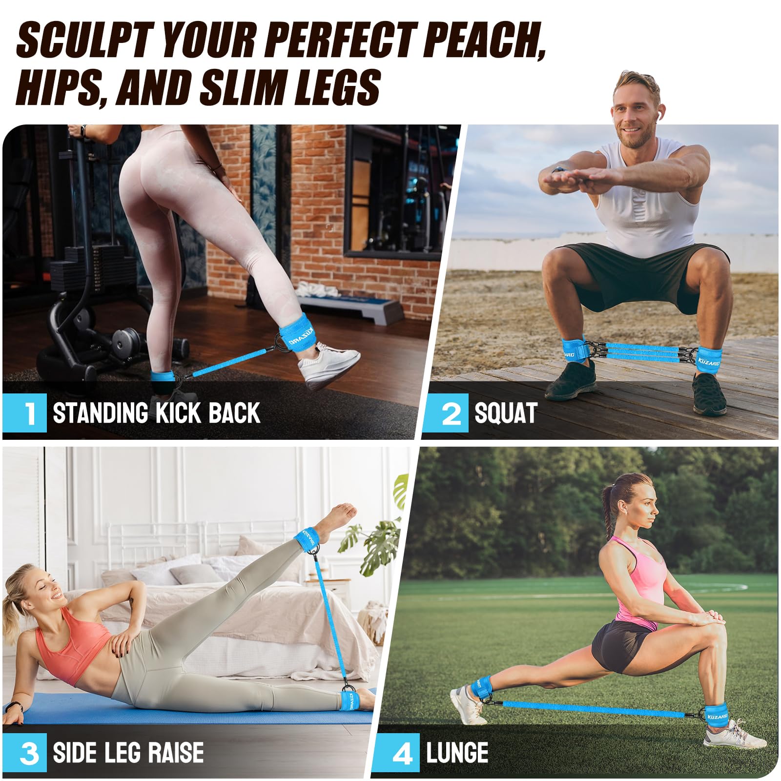 Ankle Resistance Bands with Cuffs, Workout Ankle Straps, Hip Exercise Equipment, Women's Glute Training Gear, Ideal for Home & Gym Workouts