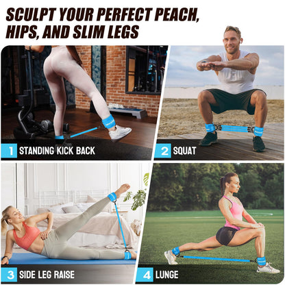 Ankle Resistance Bands with Cuffs, Workout Ankle Straps, Hip Exercise Equipment, Women's Glute Training Gear, Ideal for Home & Gym Workouts
