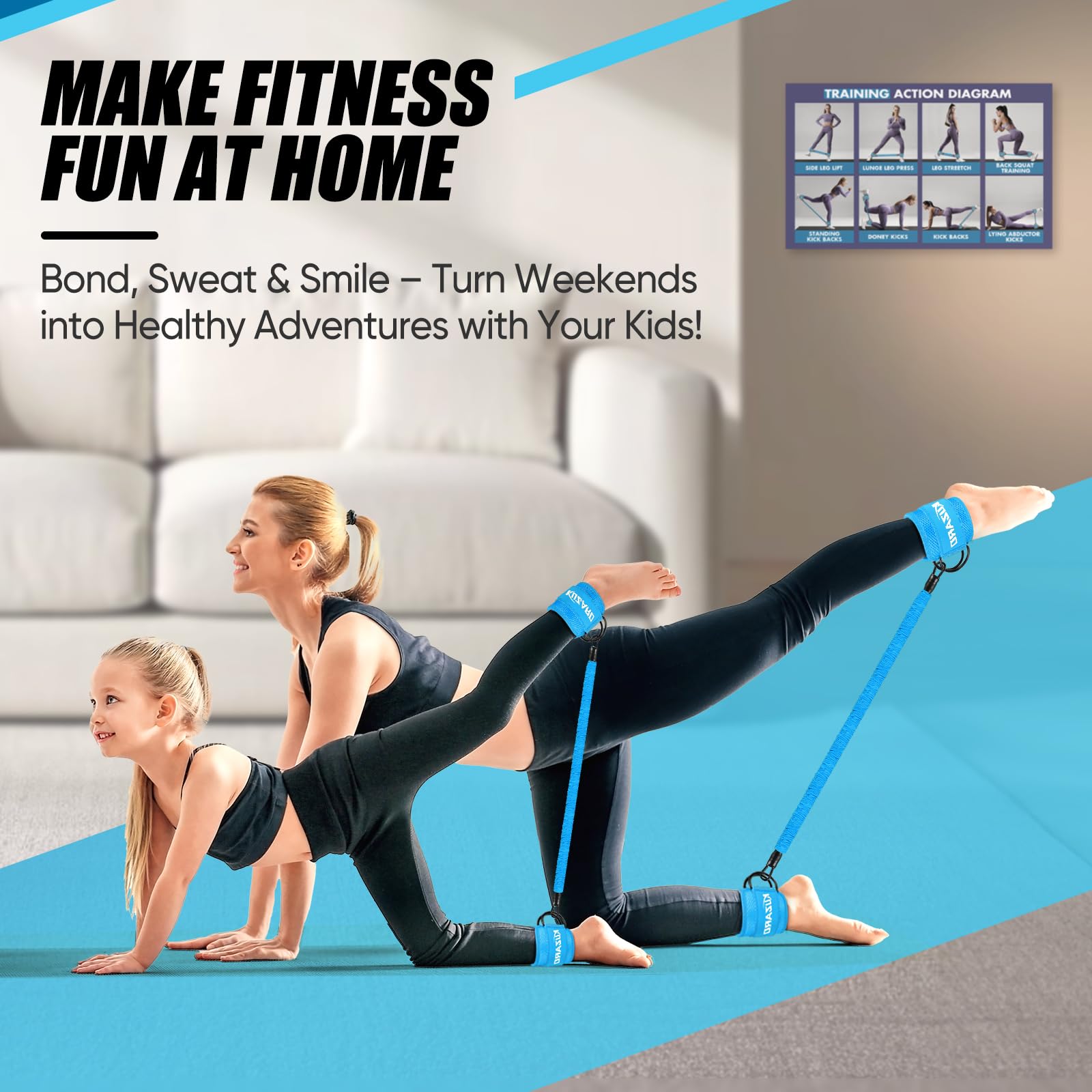 Ankle Resistance Bands with Cuffs, Workout Ankle Straps, Hip Exercise Equipment, Women's Glute Training Gear, Ideal for Home & Gym Workouts