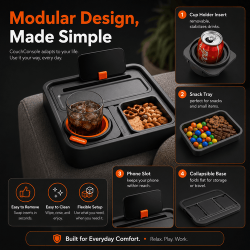 Sofa Armrest Tray - Drink & Snack Holder for Couch - Morrowden