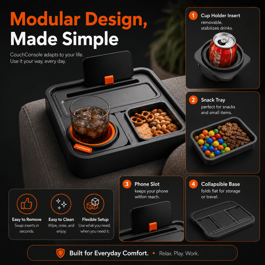 Sofa Armrest Tray - Drink & Snack Holder for Couch - Morrowden