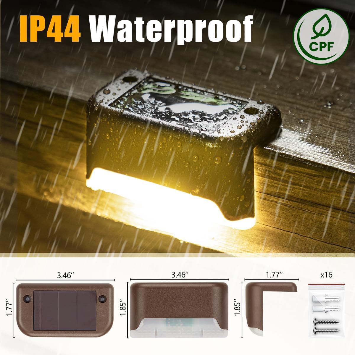 Solar Deck Lights Outdoor 16 Pack, Solar Step Lights Waterproof Led Solar lights for Outdoor Stairs, Step , Fence, Yard, Patio, and Pathway(Warm White) - Morrowden