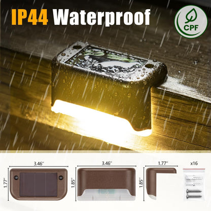 Solar Deck Lights Outdoor 16 Pack, Solar Step Lights Waterproof Led Solar lights for Outdoor Stairs, Step , Fence, Yard, Patio, and Pathway(Warm White) - Morrowden