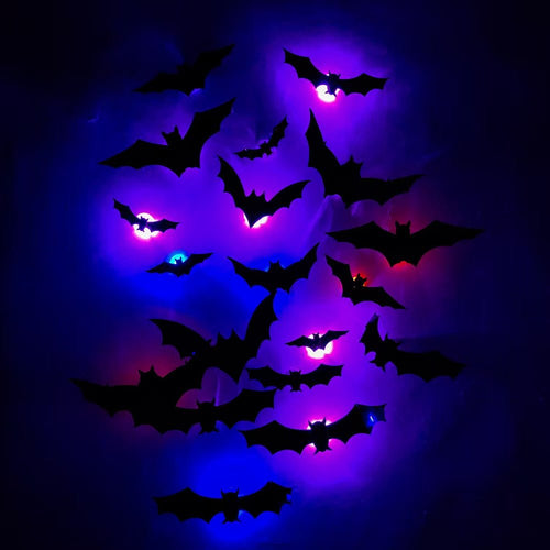 Spooky 3D Halloween Wall Decor Set – LED Bats, Ghosts & Spiders for Home, Party & Haunted House - Morrowden