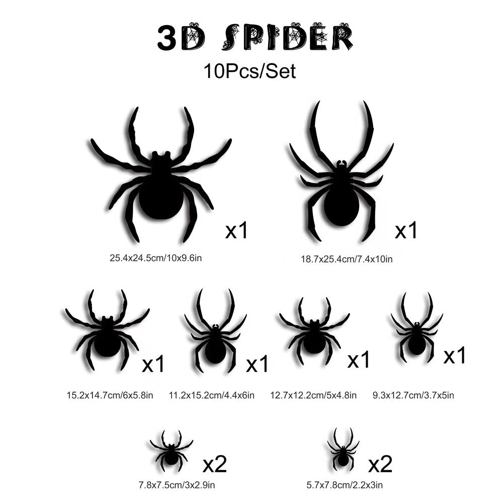 Spooky 3D Halloween Wall Decor Set – LED Bats, Ghosts & Spiders for Home, Party & Haunted House - Morrowden