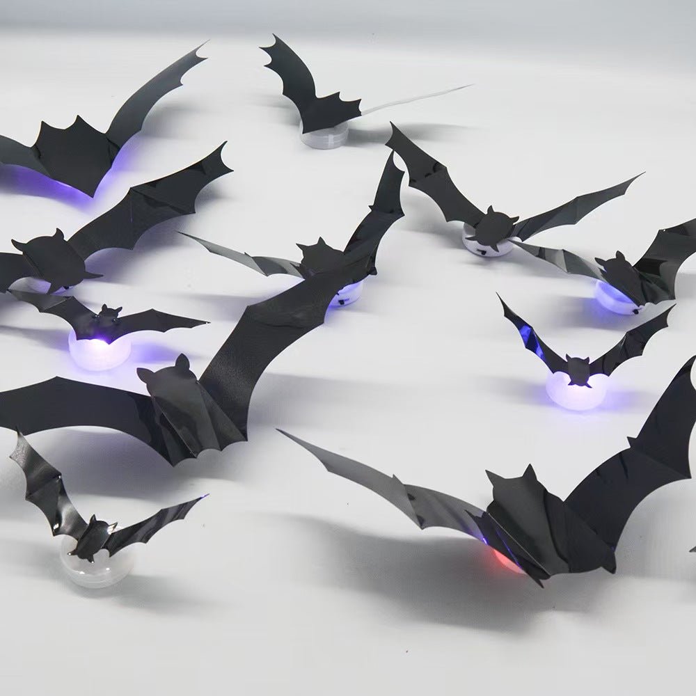 Spooky 3D Halloween Wall Decor Set – LED Bats, Ghosts & Spiders for Home, Party & Haunted House - Morrowden