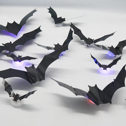 Spooky 3D Halloween Wall Decor Set – LED Bats, Ghosts & Spiders for Home, Party & Haunted House - Morrowden
